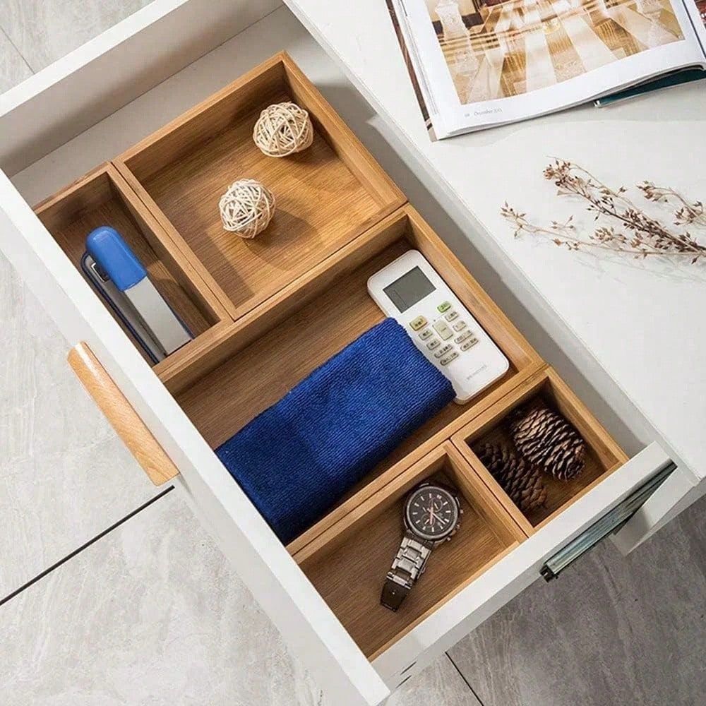 Drawer Organizer Bamboo - Бамбуковый органайзер для ящиков с регулируемыми