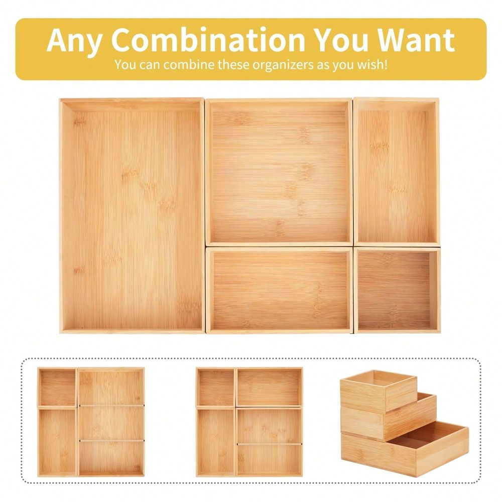 Drawer Organizer Bamboo - Регулируемый бамбуковый органайзер для ящиков, деревянные