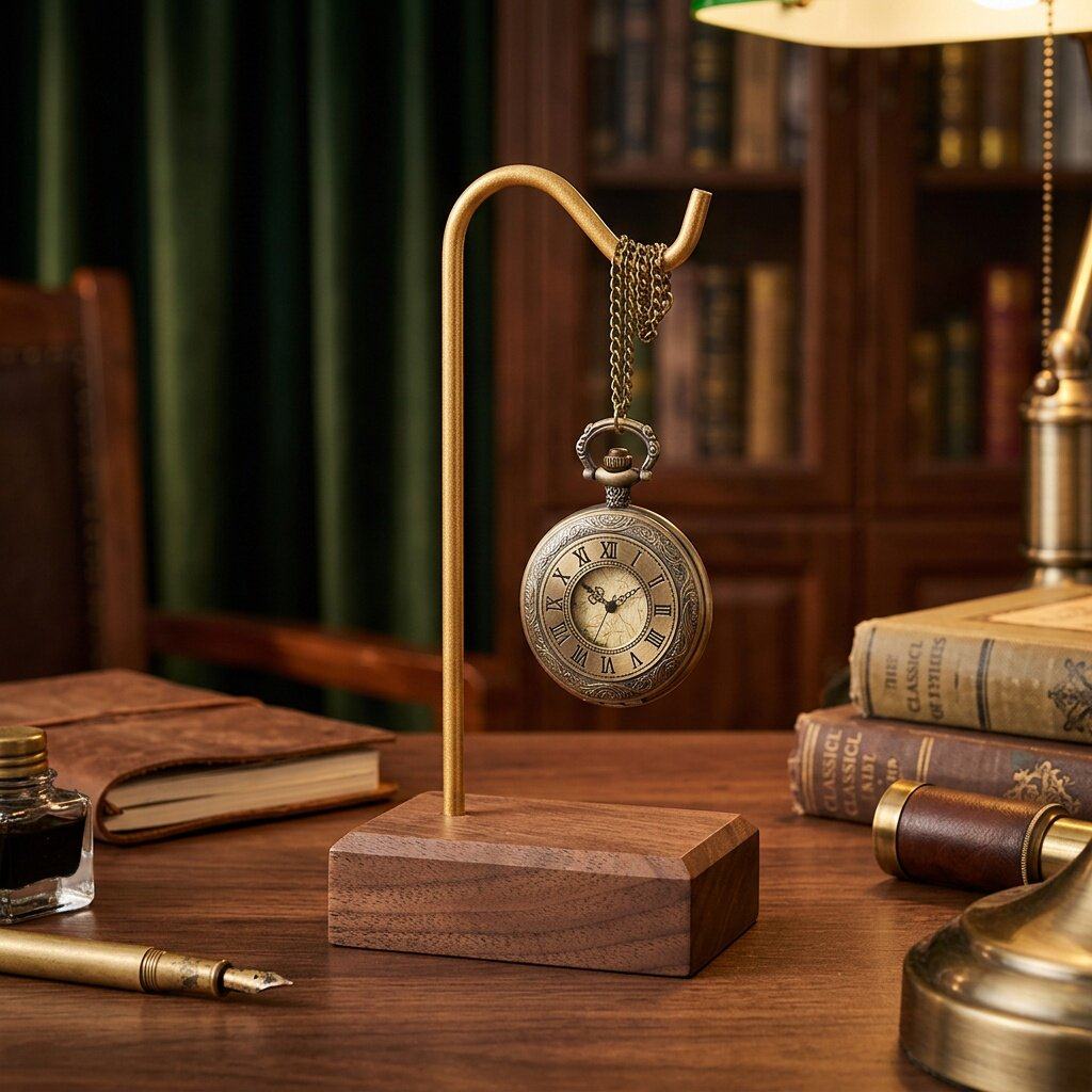 Desk Setup Wood - Подставка для подвесных карманных часов, деревянная,