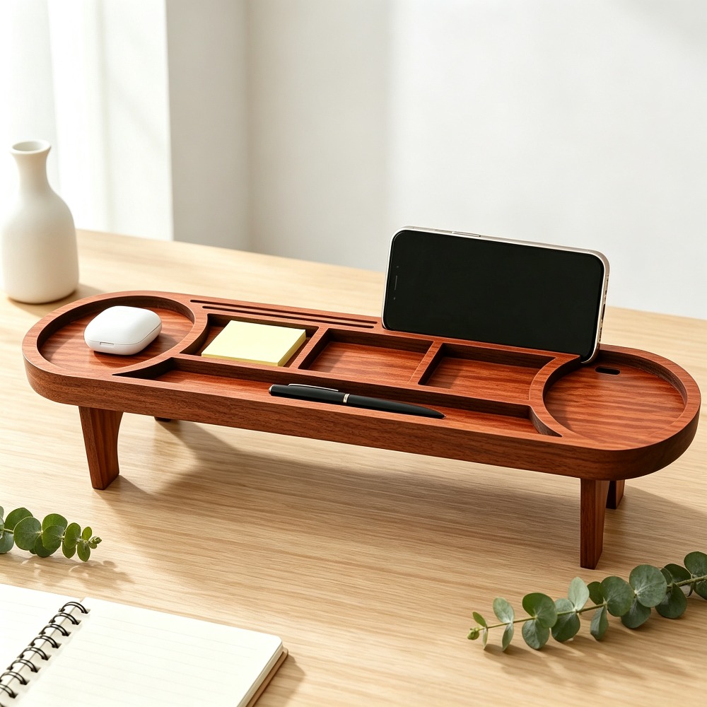 Desk Setup Home - Деревянный органайзер для стола с подставкой