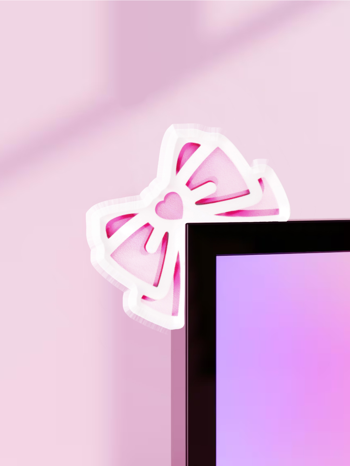 Desk Setup Home - Kawaii Bow Monitor Decor Розовый акриловый