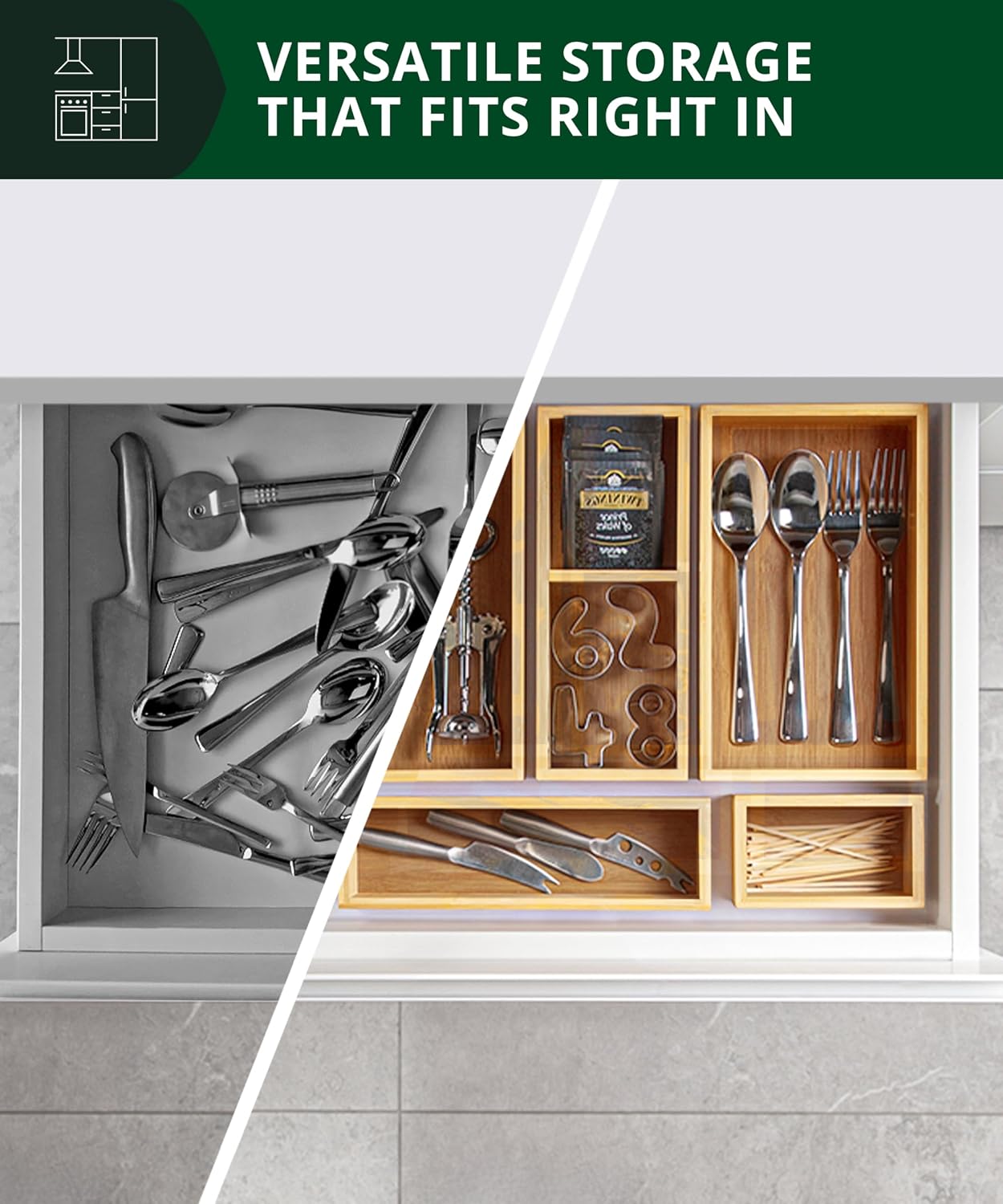 Набор из 5 бамбуковых органайз – обзор и цена Drawer Organizer Bamboo