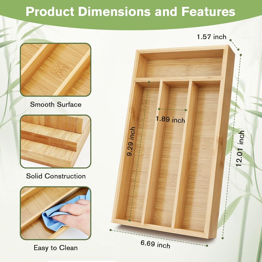 Прочный бамбуковый органайзер  – обзор и цена Drawer Organizer Bamboo