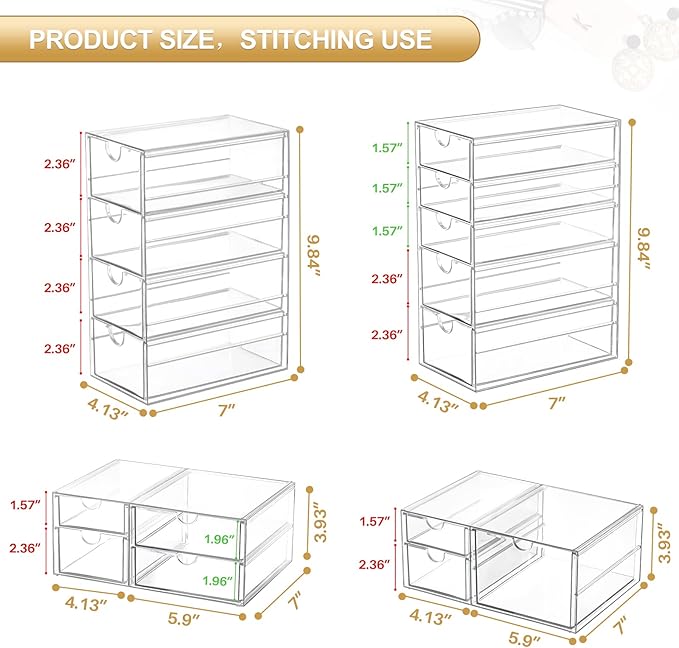 3 шт. прозрачных акриловых ящи – обзор и цена Drawer Organizer Bamboo